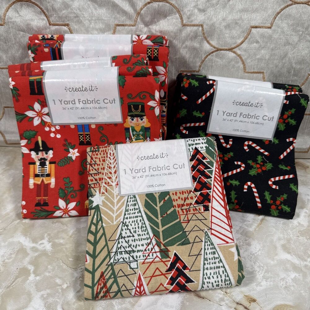 Lot Of 7 Create It 36"x42" Cotton Christmas Nutcracker 1 Yard Precut Fabric NEW